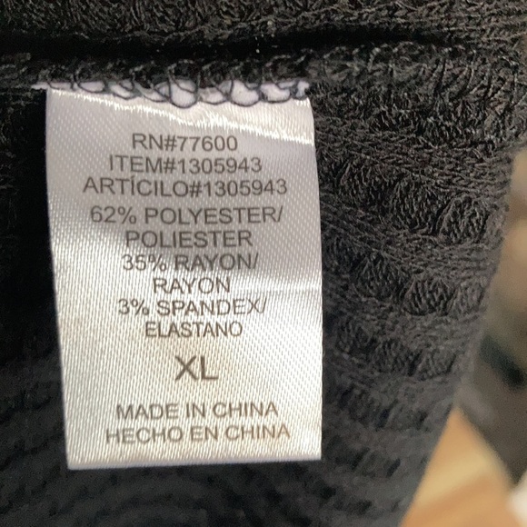 Chaser black waffle weave long sleeve shirt tunic rounded hi lo button sleeve - Picture 15 of 16